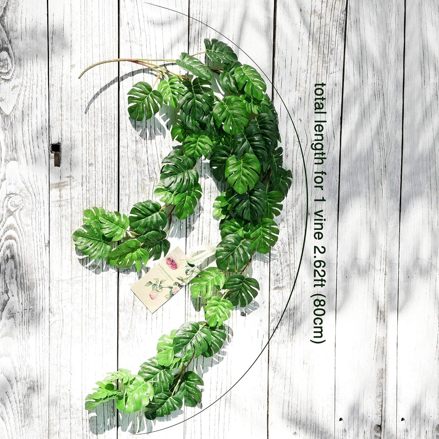 FiveSeasonStuff Monstera Plant Garlands, Artificial Leaf Bendable Vines (2 pcs, 5.2 feet)