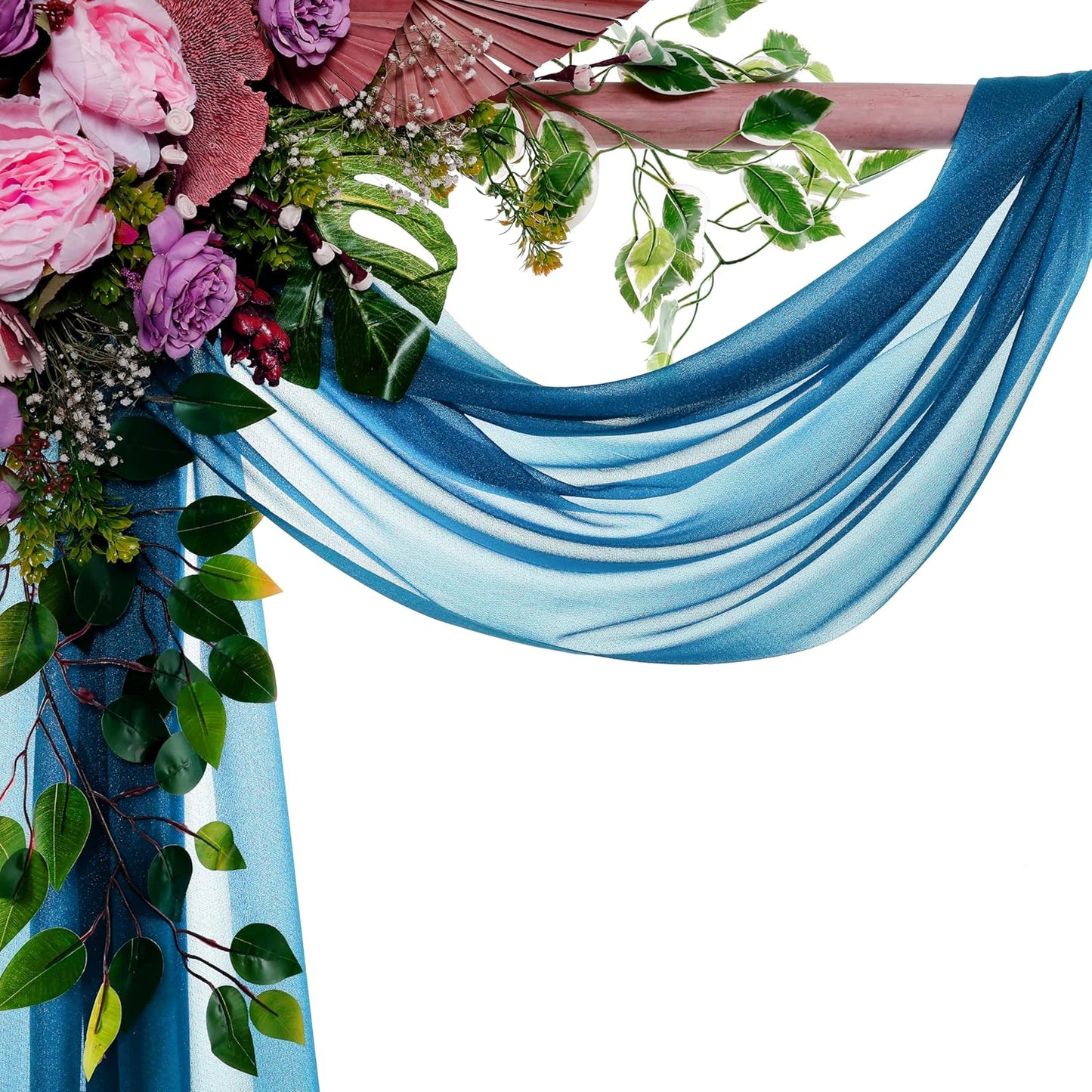 VDS Pack of 1 Panel (30 Inch X 30 Feet) Wedding Arch Draping Fabric Sheer Chiffon Fabric Drapery for Wedding Ceremony Reception Swag Backdrop Canopy Chuppah ARBO Altars Decoration (Dark Teal)