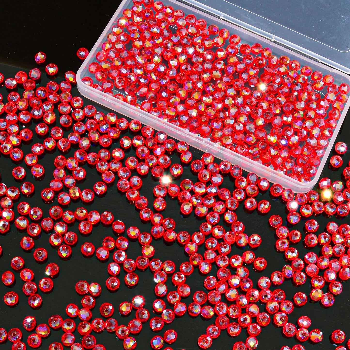 500Pcs 6mm Crystal Glass Beads for Jewelry Making Beads for Bracelets Necklace Pendants Making Supplies(Red)