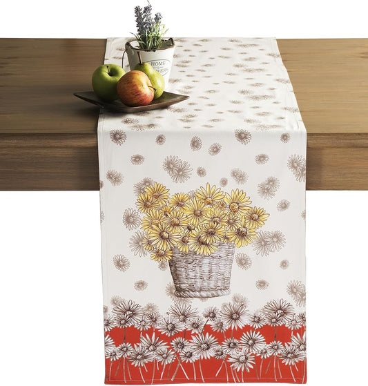 Maison d' Hermine Table Runner 100% Cotton Single Layer Table Runners 48 inches Long for Thanksgiving Christmas Decorations Home Kitchen Dining Party Wedding (Bagatelle, 14.5" x 48")
