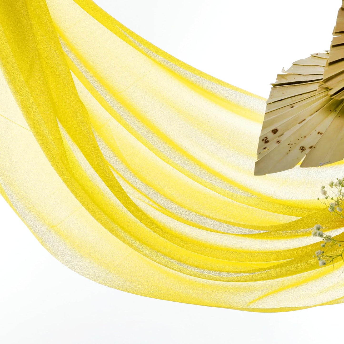 VDS Pack of 2 Panel (30 Inch X 40 Feet) Wedding Arch Draping Fabric Sheer Chiffon Fabric Drapery for Wedding Ceremony Reception Swag Backdrop Canopy Chuppah ARBO Altars Decoration (Yellow)