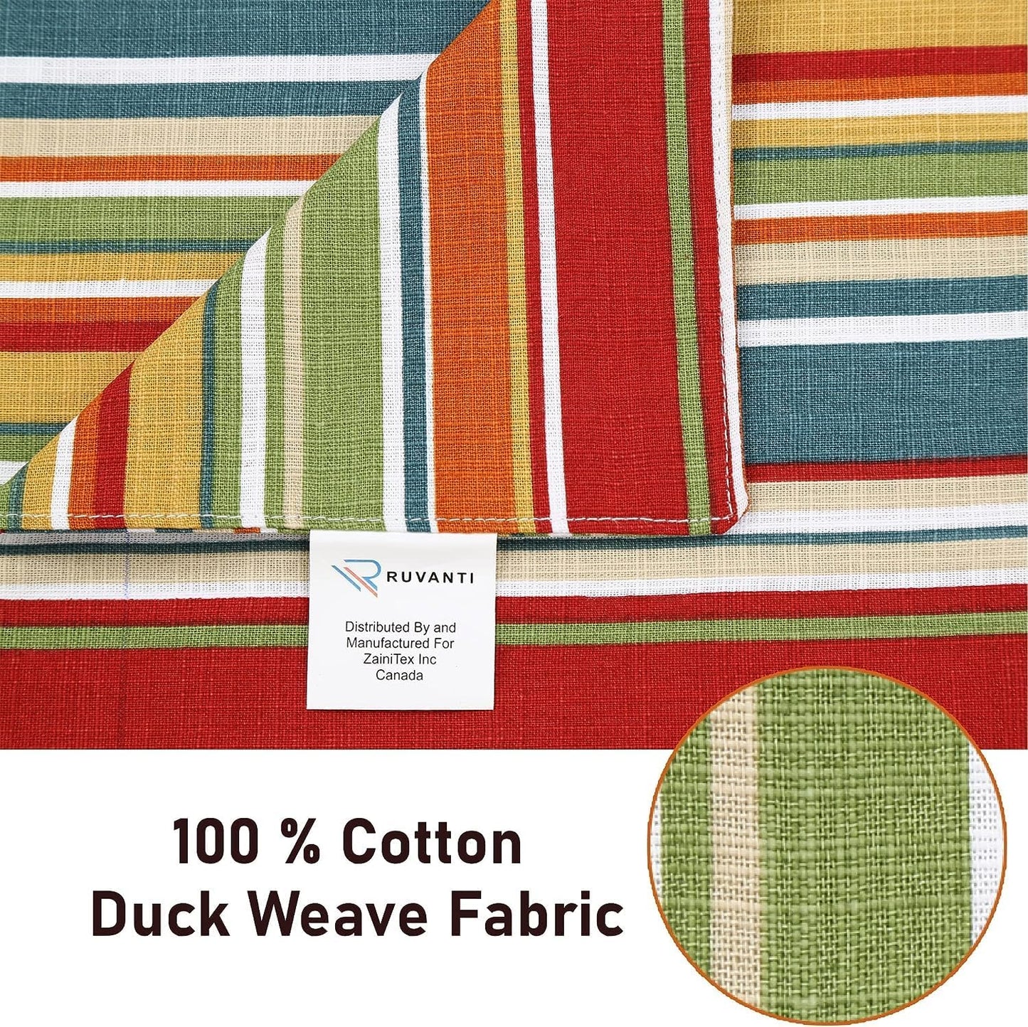 Ruvanti 100% Cotton Table Runner 120 Inches Long, Non-Slip, Stain Resistant, Washable & Reusable Table Runners Perfect for Wedding, Parties, Christmas, Holiday, in-Door use - Multi Stripe