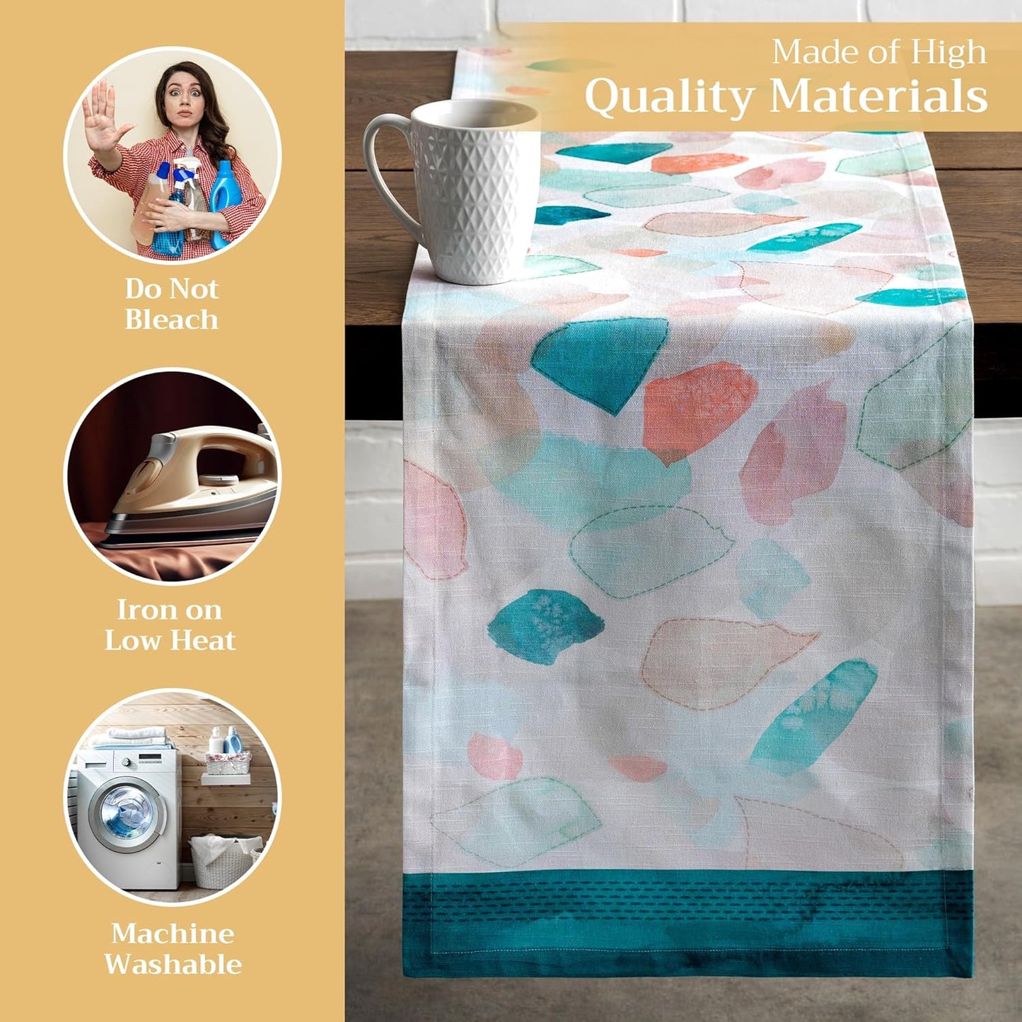 Maison d' Hermine Table Runner 100% Cotton Single Layer Table Runners 108 inches Long Decorative for Home Kitchen Dining Party Wedding Bridal Shower Spring Summer (Summer Picnic, 14.50" x 108")