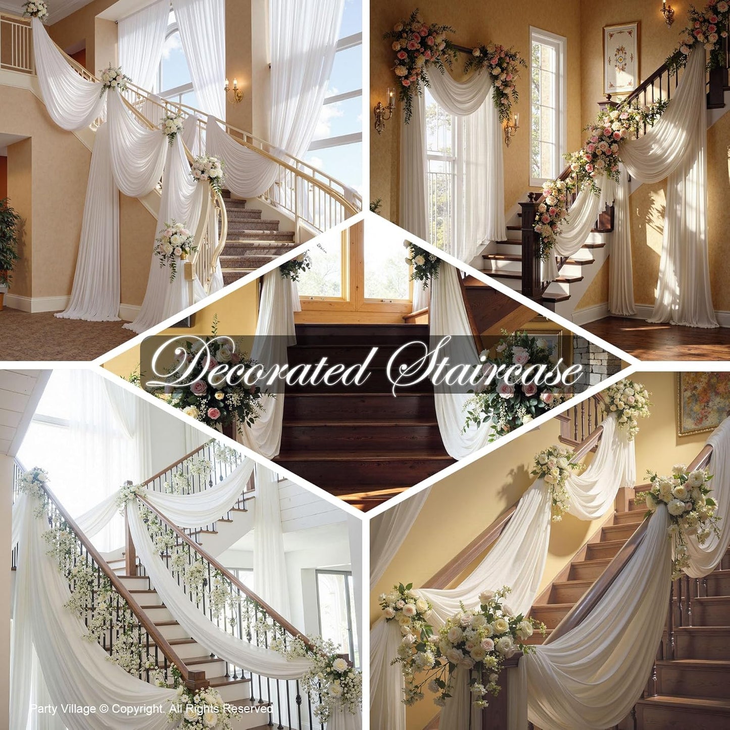 PartyVillage 10ft×15ft White Backdrop Curtain for Wedding Parties, 2 Panels Wrinkle Free 15 FT Long Polyester Photo Backdrop Drapes Back Drop Cloth for Birthday Photography Background