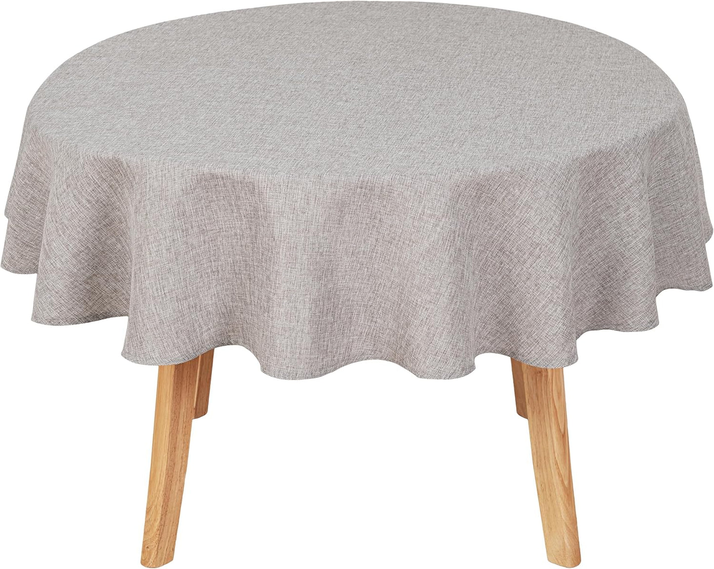 Hiasan 60 Inch Linen Round Table Cloth - Wrinkle and Stain Resistant Washable Polyester Fabric Table Cloth for Dining Room Kitchen Party, Stone