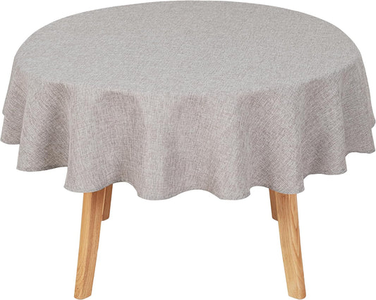 Hiasan 60 Inch Linen Round Table Cloth - Wrinkle and Stain Resistant Washable Polyester Fabric Table Cloth for Dining Room Kitchen Party, Stone