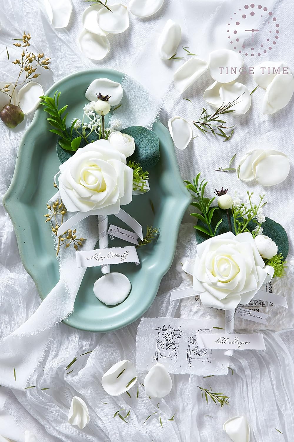 TINGE TIME Silk Rose Petals Flower Petals for Wedding Flower Girl Basket Aisle Scatter Dinner Table Centerpieces Party Confetti Bridal Shower Romantic Night Decoration (Ivory)