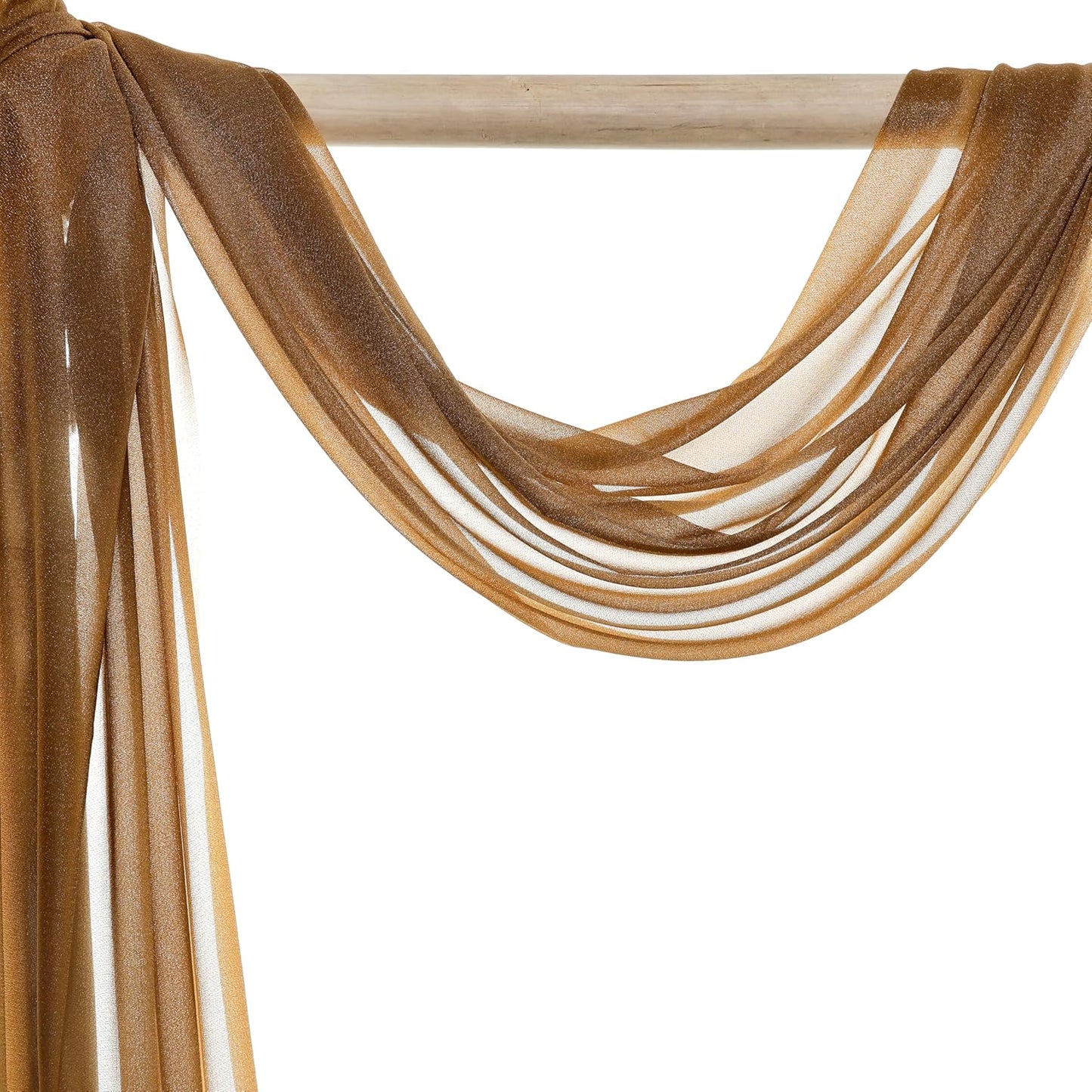 VDS Pack of 2 Panel (30 Inch X 20 Feet) Wedding Arch Draping Fabric Sheer Chiffon Fabric Drapery for Wedding Ceremony Reception Swag Backdrop Canopy Chuppah ARBO Altars Decoration (Mocha)