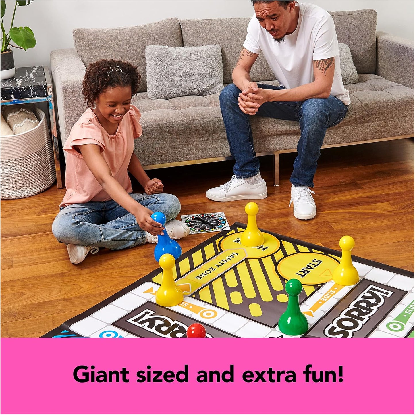 Giant SORRY! Classic Family Board Game Indoor Outdoor Retro Party Activity Summer Toy with Oversized Gameboard, for Adults and Kids Ages 6 and up