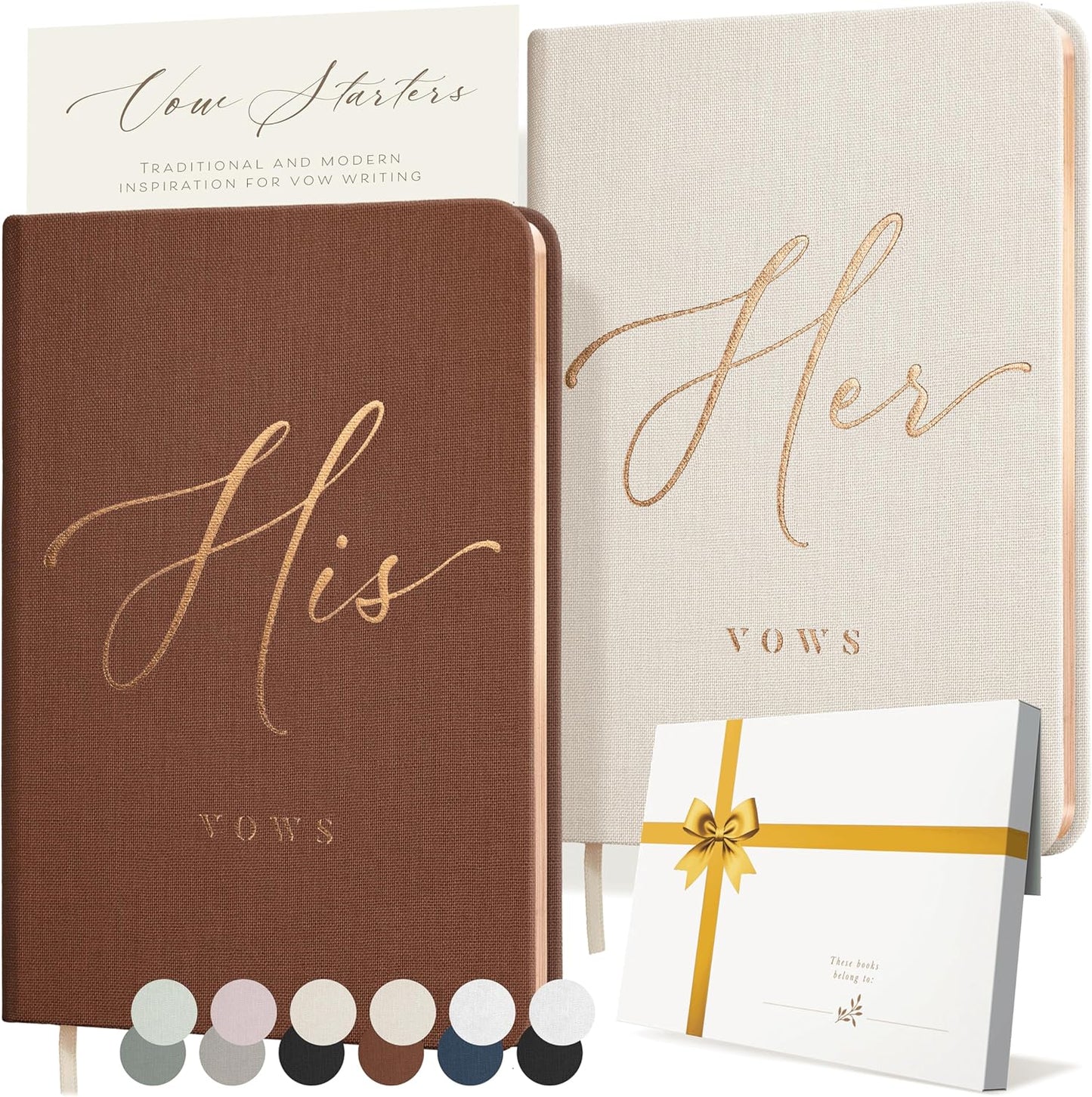Vow Books His and Hers - Linen Wedding Vow Books Perfect as Bride & Groom Gifts, Wedding Registry Ideas - His & Hers Gifts Wedding Vow Book - Wedding Essentials & Accessories [Ivory & Terracotta]