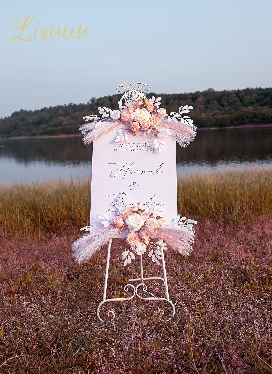 Wedding Arch Flowers, Artificial Flowers for Reception Backdrop and Welcome Ceremony Sign, Large Flower Swag for Dreamy Romantic Wedding Ceremony Floral Decor - Pack of 2