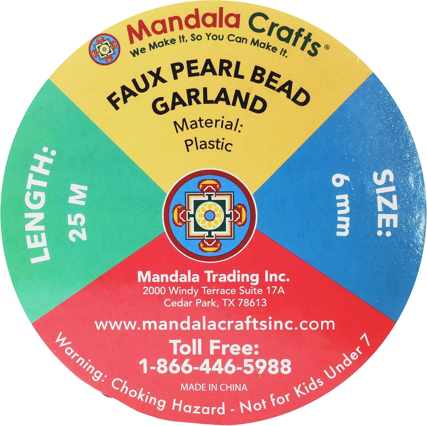 Mandala Crafts 6mm Faux Copper Pearl Beads Roll - 27 Yards Strand of Fake Pearls Chain Garlands Spool String for Christmas Tree, Wedding, Party, Vases, DIY Decoration