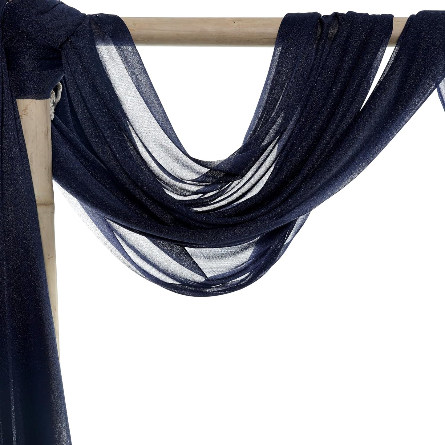VDS Pack of 4 Panel (30 Inch X 20 Feet) Wedding Arch Draping Fabric Sheer Chiffon Fabric Drapery for Wedding Ceremony Reception Swag Backdrop Canopy Chuppah ARBO Altars Decoration (Navy Blue)