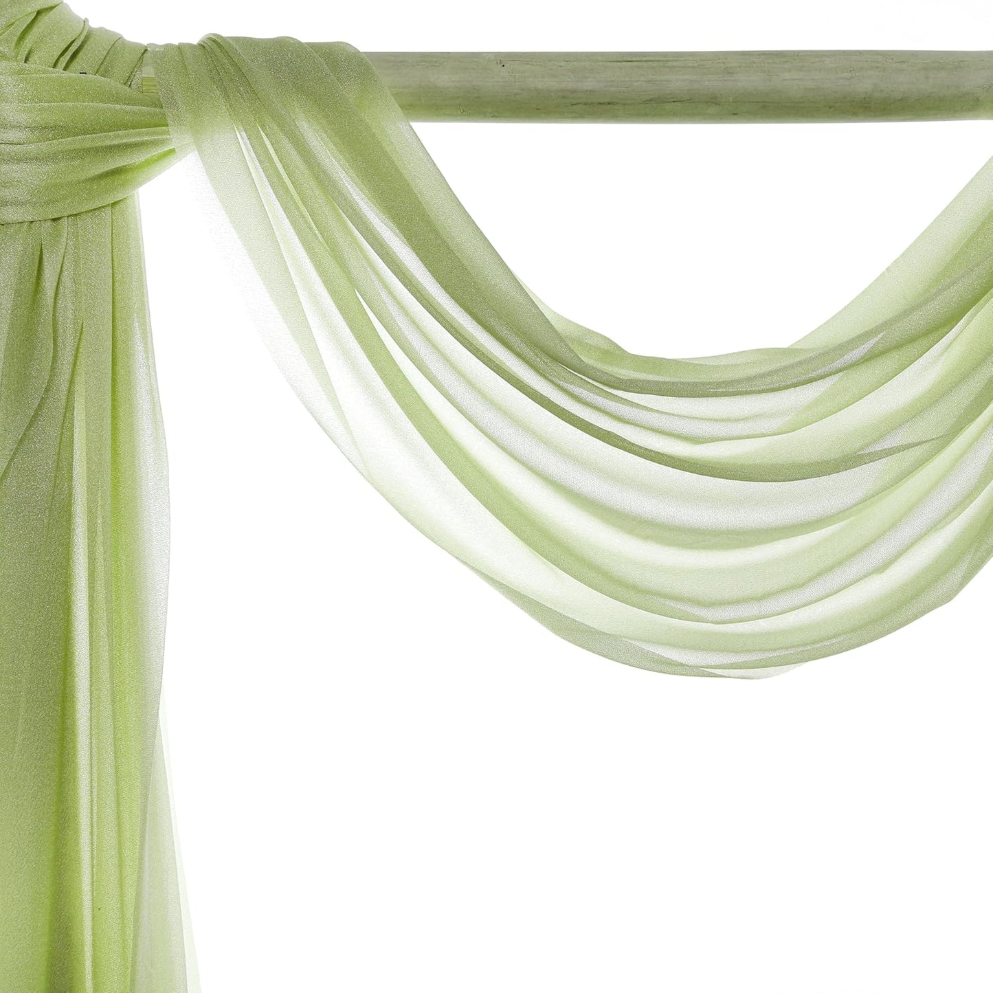 VDS Pack of 4 Panel (30 Inch X 20 Feet) Wedding Arch Draping Fabric Sheer Chiffon Fabric Drapery for Wedding Ceremony Reception Swag Backdrop Canopy Chuppah ARBO Altars Decoration (Sage Green)