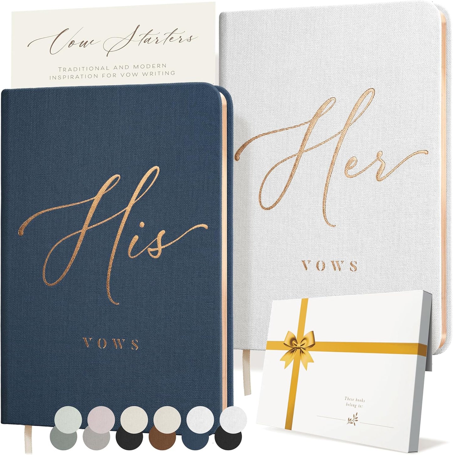 Vow Books His and Hers - Linen Wedding Vow Books Perfect as Bride & Groom Gifts, Wedding Registry Ideas - His & Hers Gifts Wedding Vow Book - Wedding Essentials & Accessories [White & Navy]