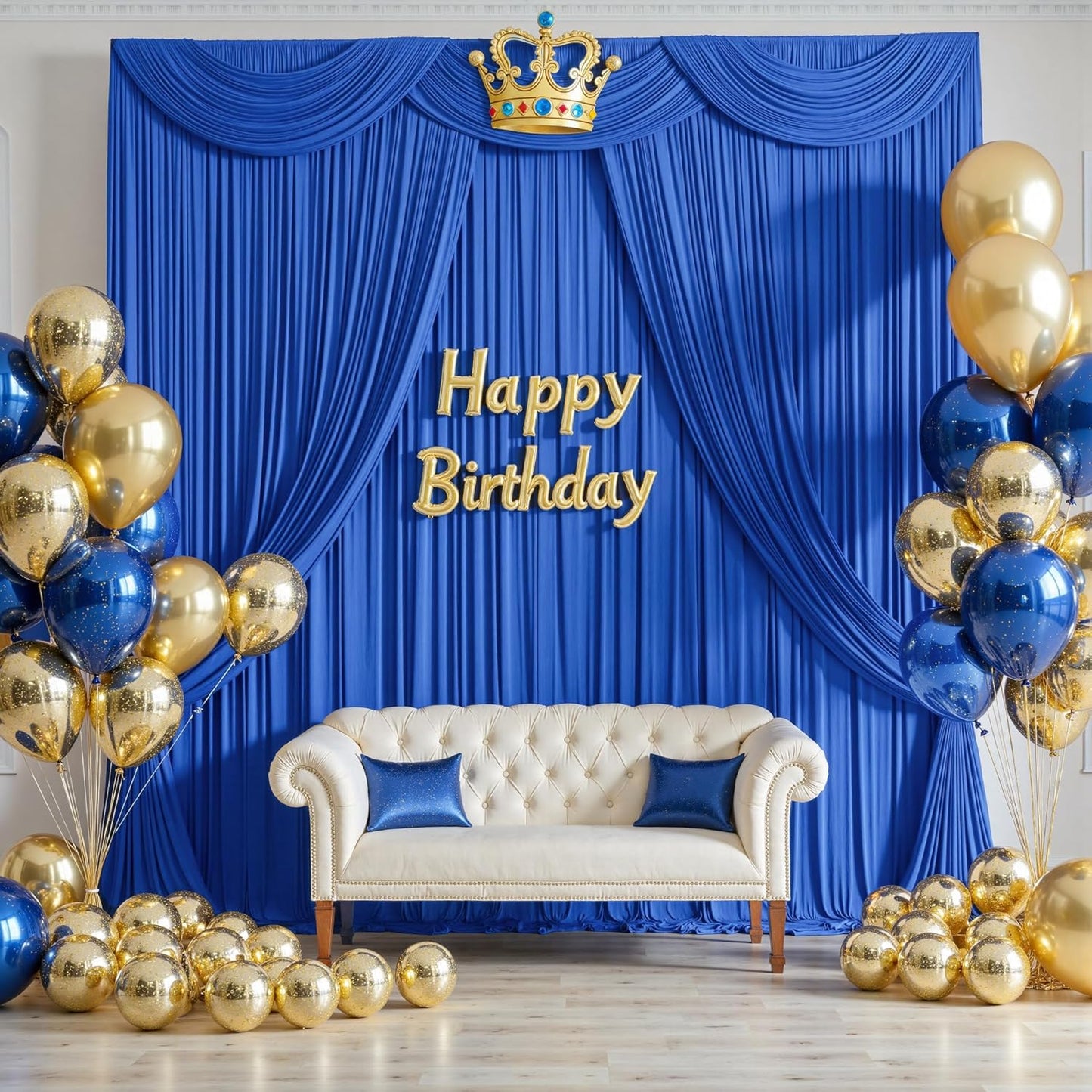 30ftx10ft Wrinkle Free Royal Blue Backdrop Curtains for Party Background, Silky Polyester Photo Backdrop Drapes 6 Panels Back Drop Cloth for Wedding Birthday Photography Baby Shower Decor