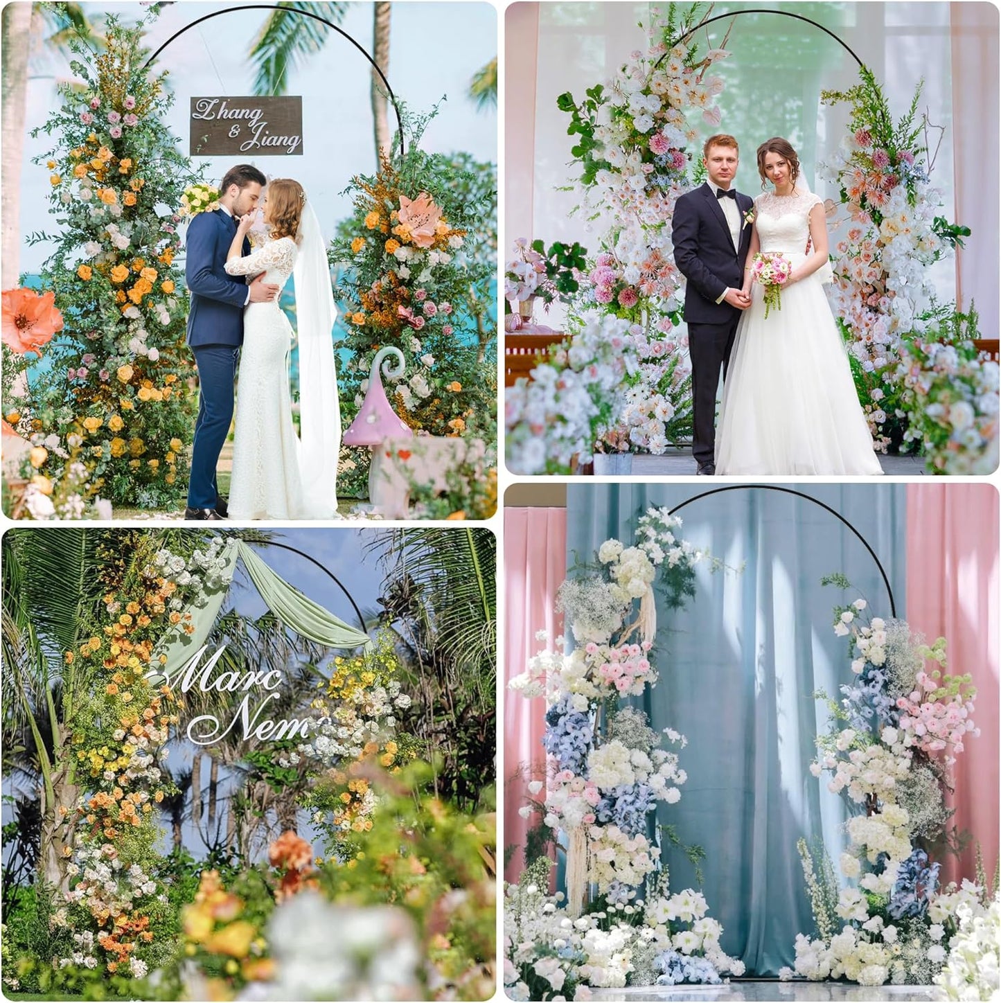 Wokceer Wedding Arch Backdrop Stand 8 FT Metal Backdrop Arch Stand for Wedding Ceremony Birthday Party Bridal Shower Floral Balloon Arch Decoration