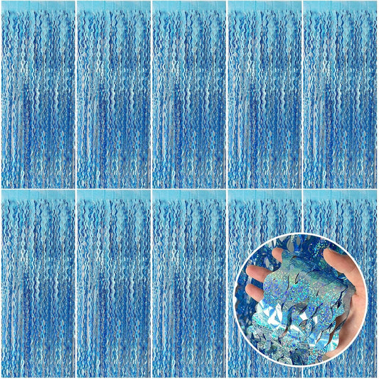 Tinsel Foil Fringe Curtains Wavy Backdrop for Parties Sparkle Metallic Wavy Foil Fringe Backdrop Curtain for Party Decorations Photo Booth Props for Birthday Graduation Wedding