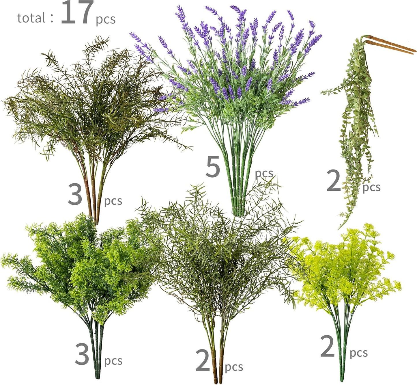 PARTY JOY 17 Bunches Fake Plants Outdoor, Fake Bushes UV Resistant Artificial Flowers Greenery Shrubs Faux Greenery for Outdoor Garden Patio Front Porch Yard Decor