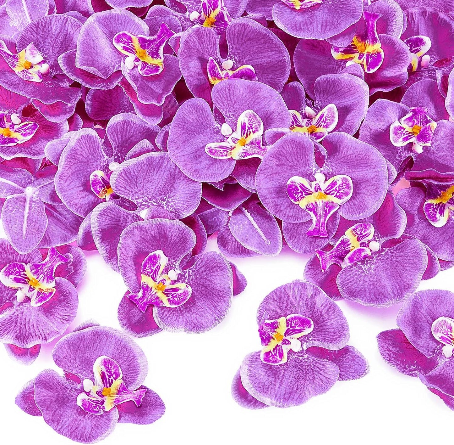 40 Pieces Orchid Petals Artificial Decorations Wedding Party Orchids Heads Flowers Faux Silk Phalaenopsis Butterfly Flower Heads for DIY Craft Home (Light Purple)