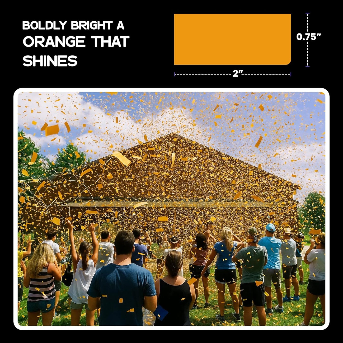 Orange Tissue Paper Confetti - Rectangular Fluttering Biodegradable Confetti for Cannon and Launcher use – Best for Wedding, Parties, Concerts and Live Events - 1 lb, 16 oz