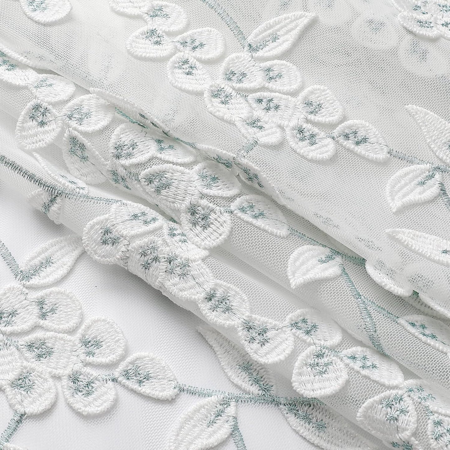 VISIONTEX White Sheer Voile Curtains, Decorative White Embossed Leaves Rod Pocket Window Drapes for Home Kitchen, Living Room and Bedroom 54 x 84 Inch, Set of 2 Curtain Panels