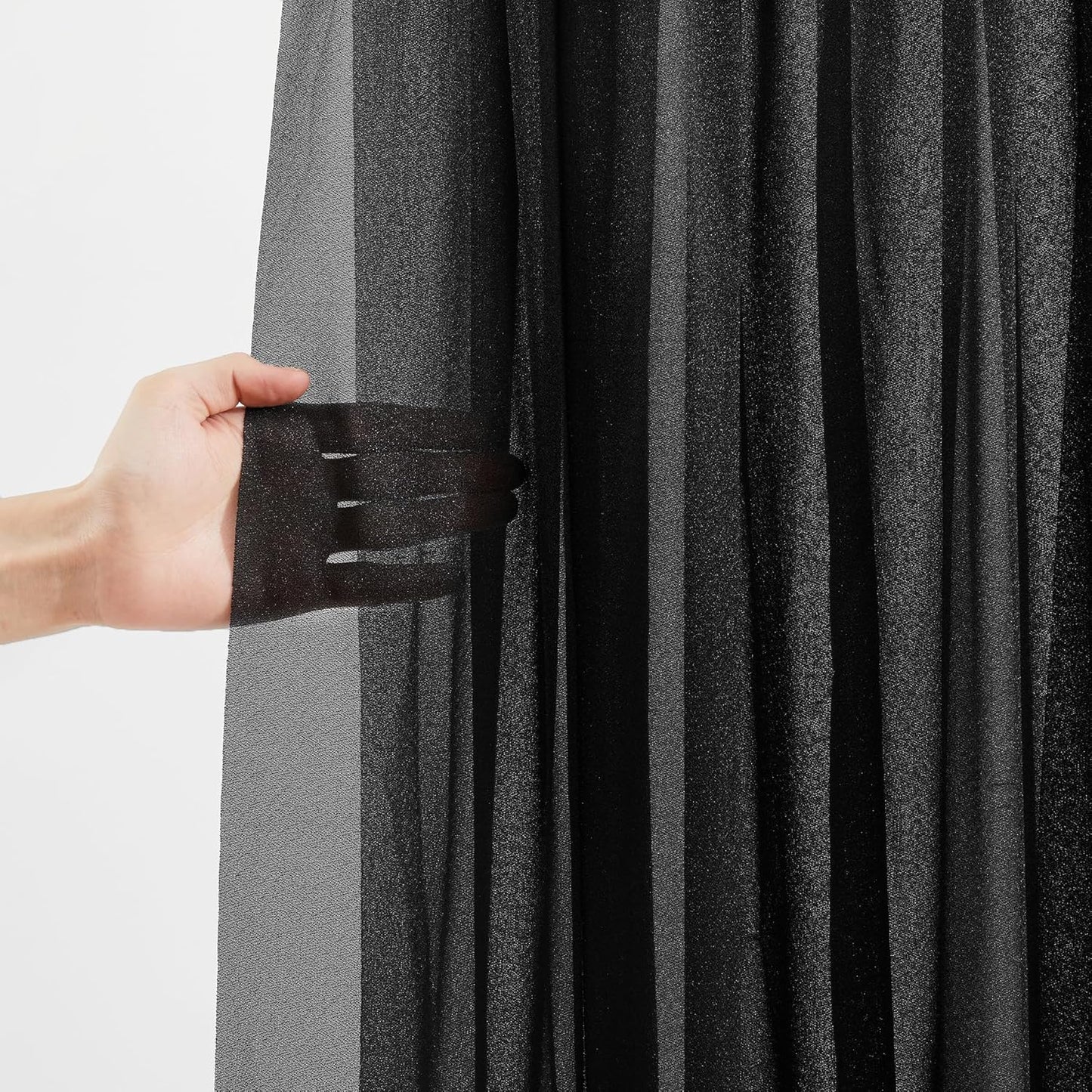 Black Wedding Arch Draping Fabric 2 Panels 30'' x 20FT Black Drapes Sheer Fabric Backdrop Arch Draping Fabrics for Wedding Ceremony Birthday Party Bridal Shower Decoration