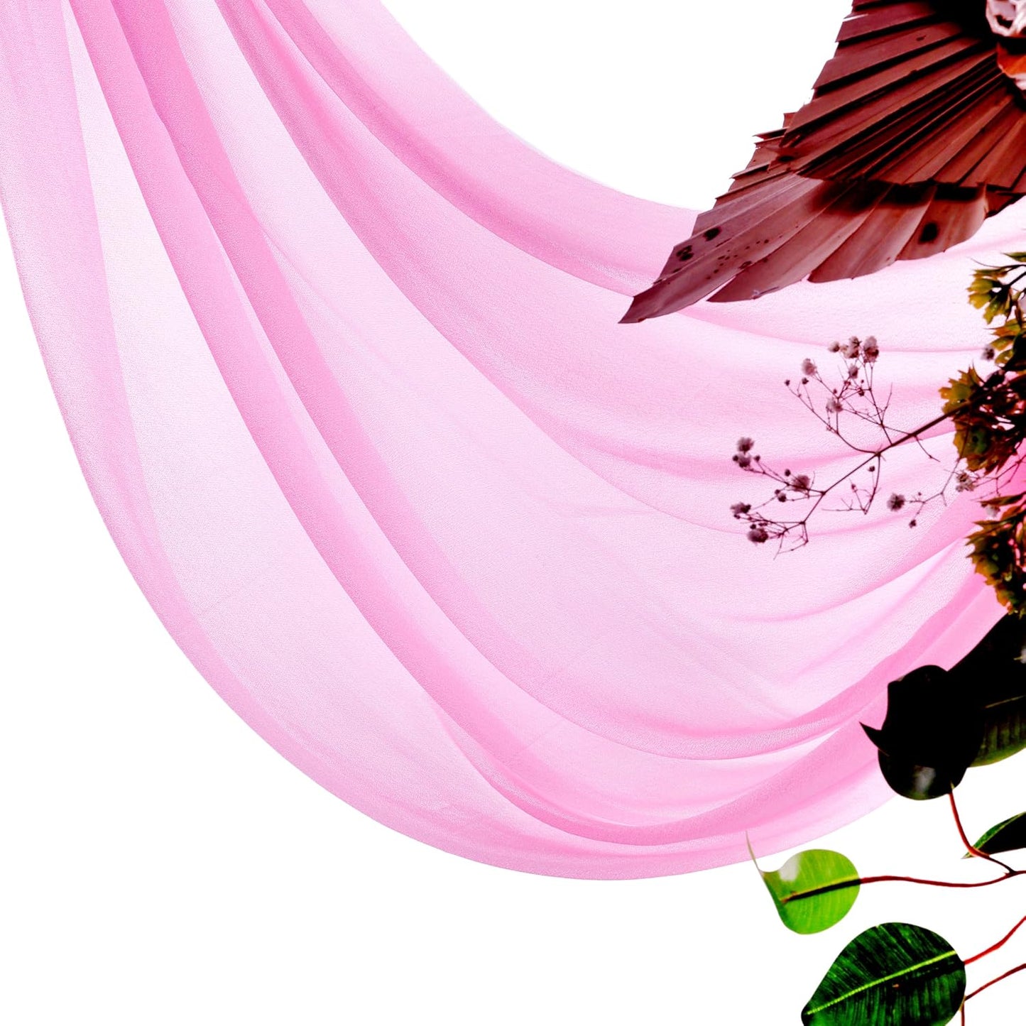 VDS Pack of 1 Panel (30 Inch X 40 Feet) Wedding Arch Draping Fabric Sheer Chiffon Fabric Drapery for Wedding Ceremony Reception Swag Backdrop Canopy Chuppah ARBO Altars Decoration (Bubblegum)