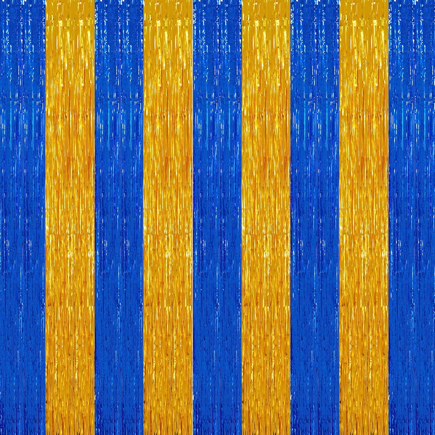 TONIFUL 2Pcs Blue Gold Door Streamers,Green Photo Booth Backdrop,Metallic Streamers Green Foil Fringe Curtains for Birthday,Christmas,New Year,St. Patrick's Day Party Streamers Decor