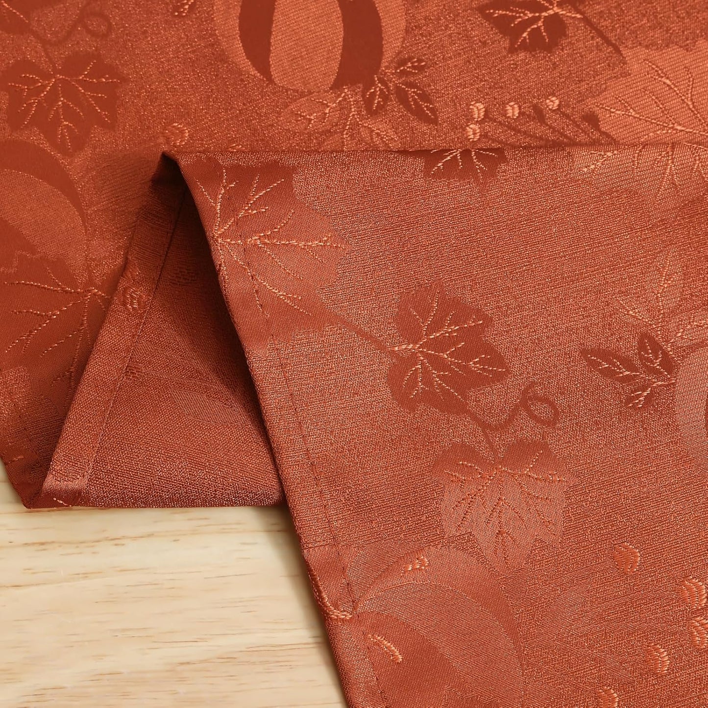 Smiry Thanksgiving Table Runner, 13x72 Inch Waterproof Fabric Damask Table Runner for Harvest Parties and Holidays, Terracotta