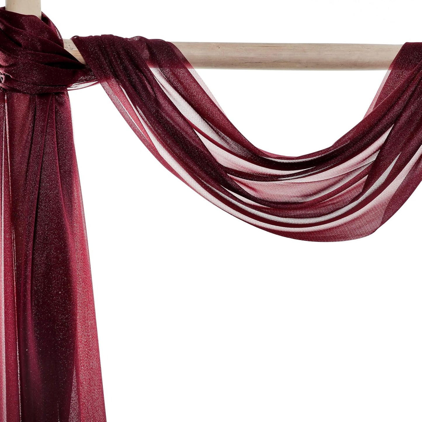 VDS Pack of 2 Panel (30 Inch X 50 Feet) Wedding Arch Draping Fabric Sheer Chiffon Fabric Drapery for Wedding Ceremony Reception Swag Backdrop Canopy Chuppah ARBO Altars Decoration (Burgundy)