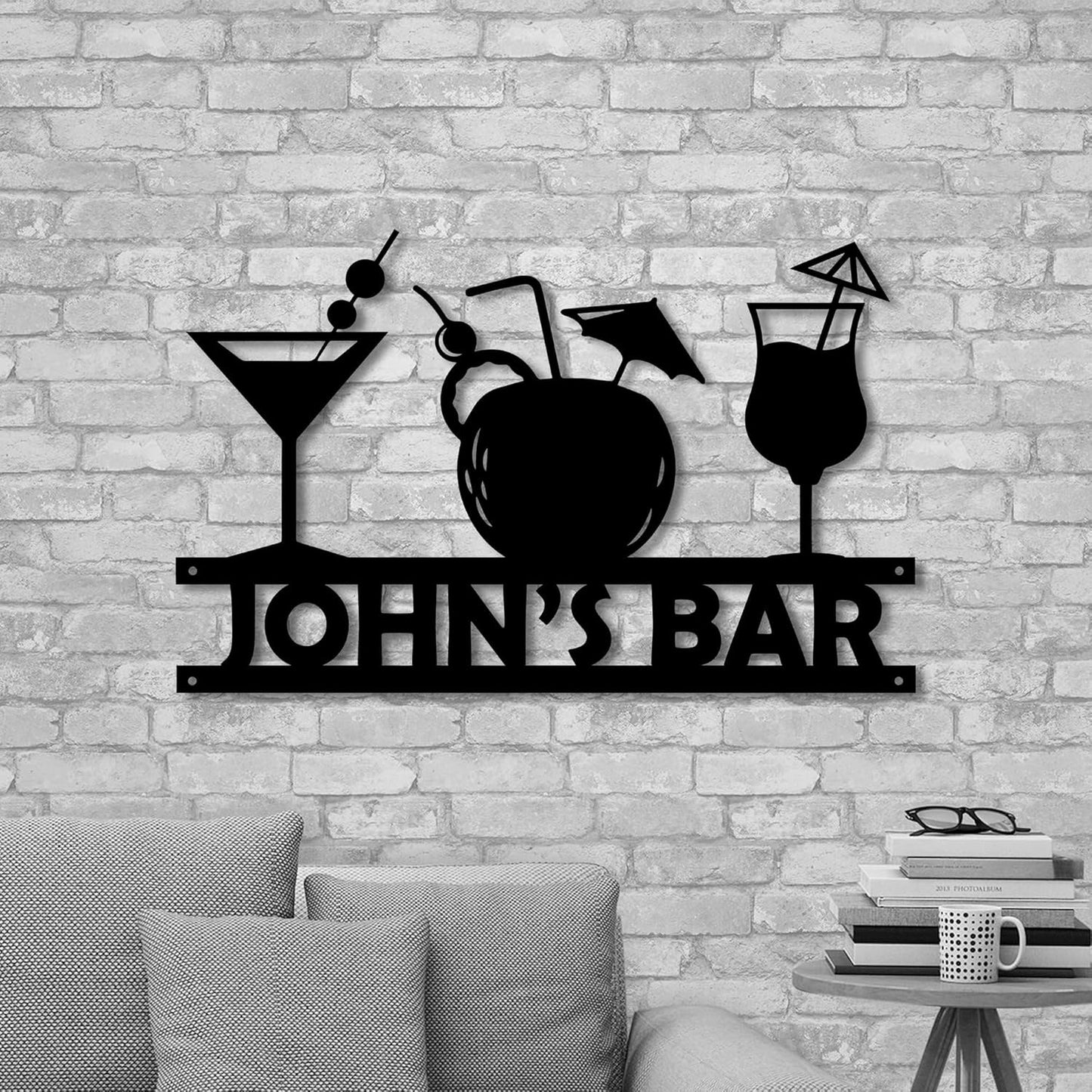 Custom Metal Bar Sign with LED Light Personalized Bar Theme Cocktail Metal Sign, Bar Theme Sign Wall Art Beack Bar Pub Decor Tiki Bar Decor