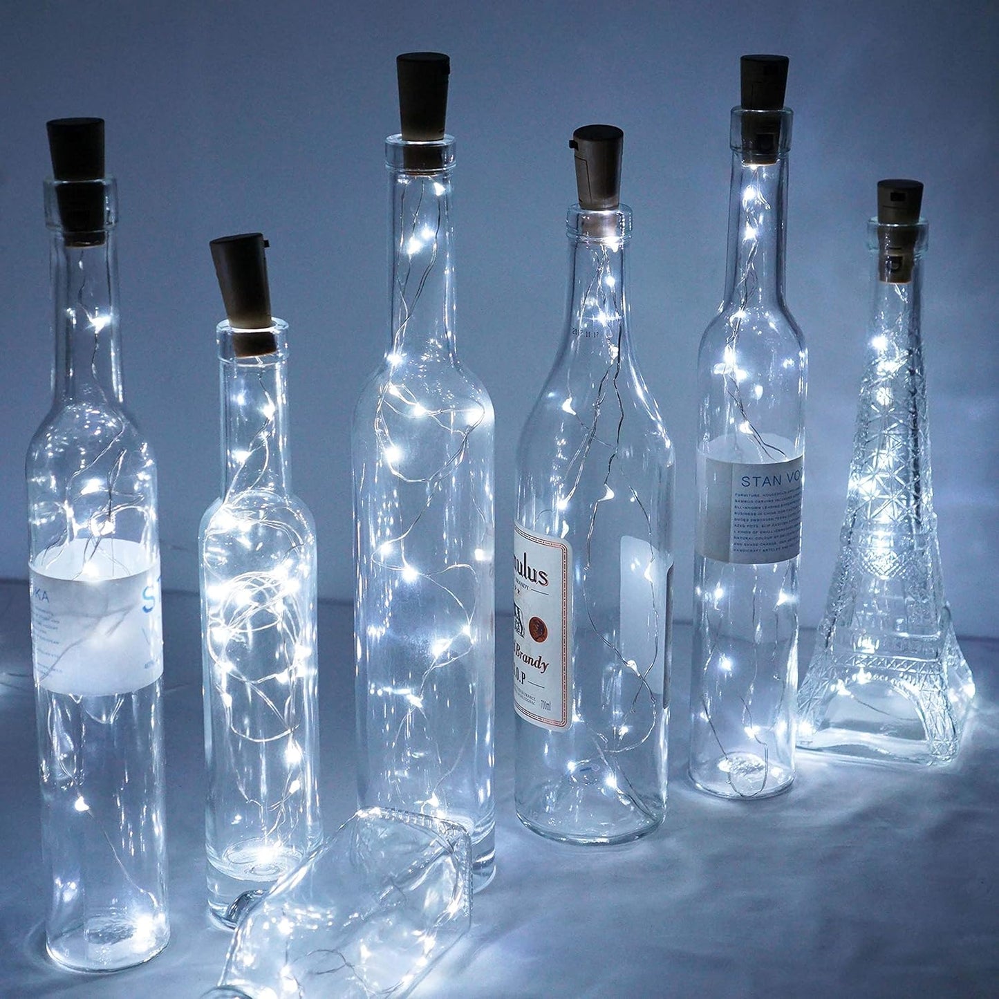 Wine Bottle Lights with Cork, Battery Operated 20 LED Cork Shape Silver Wire Colorful Fairy Mini String Lights(No Bottles) for DIY, Party, Decor, Christmas, Halloween,Wedding (3, Cool White)
