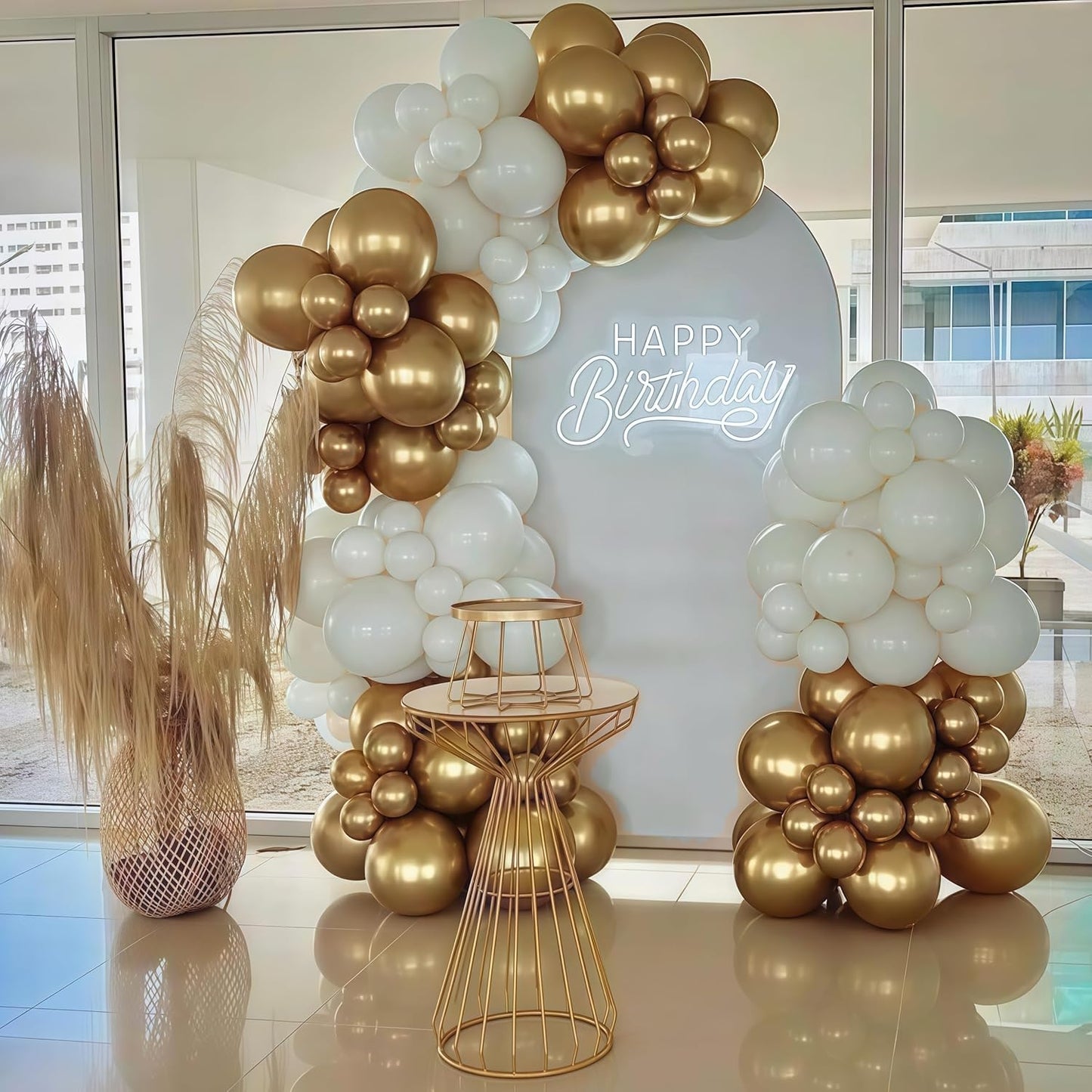 Metallic Gold Balloons Set, Pack of 35 12 Inch White Gold Confetti Latex Balloon, Gold and White Birthday Party Balloons for Women Girls Wedding Engagement Baby Bridal Shower Party Decorations