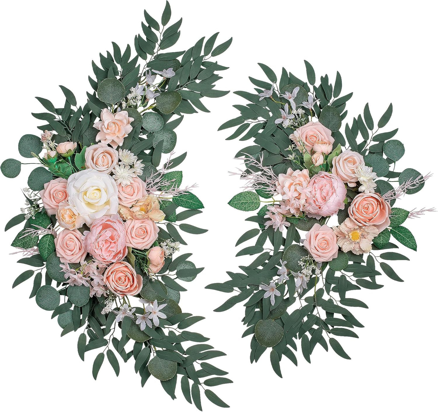 Wedding Arch Flowers, Artificial Flowers for Reception Backdrop and Welcome Ceremony Sign, Large Flower Swag for Dreamy Romantic Wedding Ceremony Floral Decor - Pack of 2
