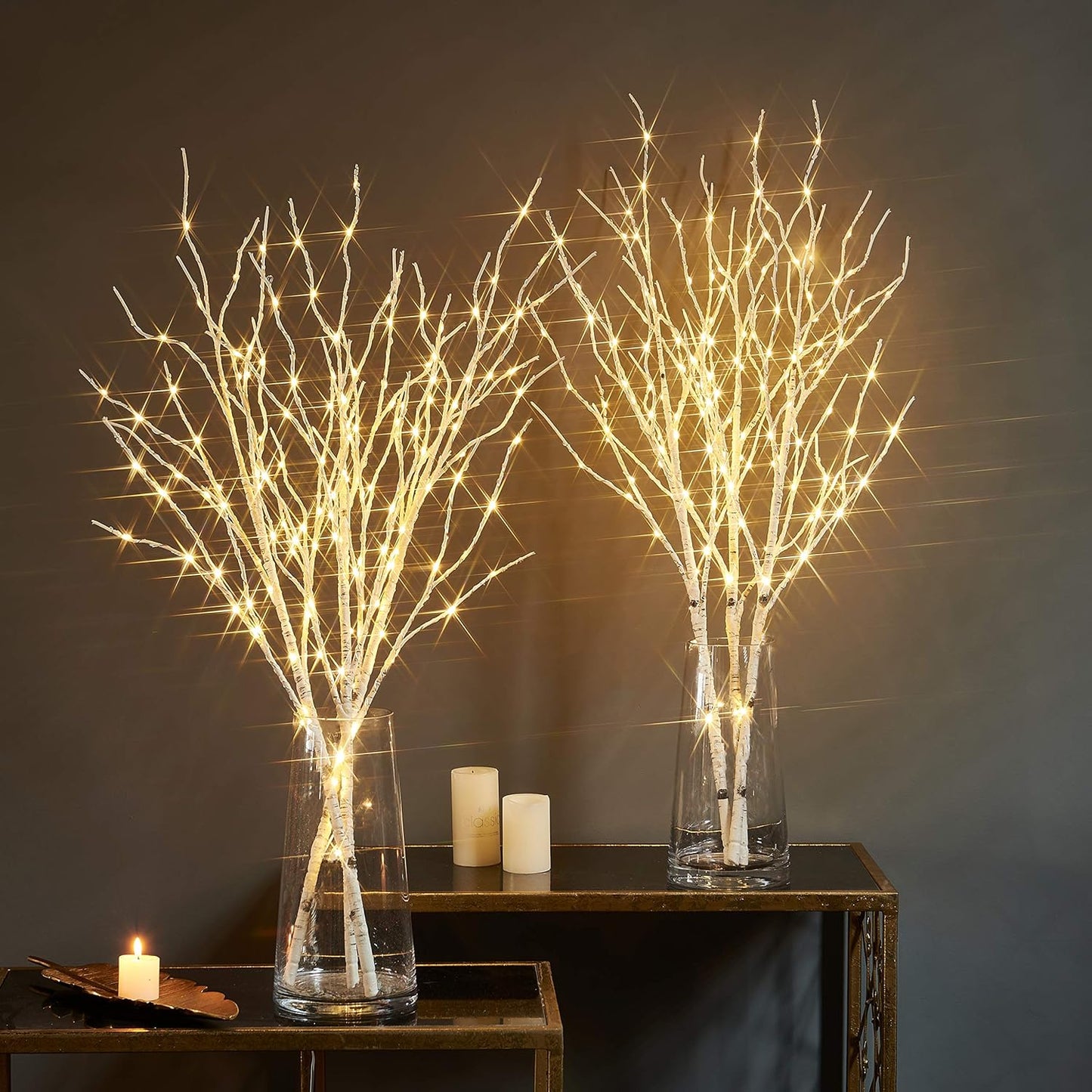 Fudios Lighted Branches 150 LED Fairy Lights with Timer 32in Plug in, Electric Lit White Birch Twigs for Vase Christmas Inside Outside Decor
