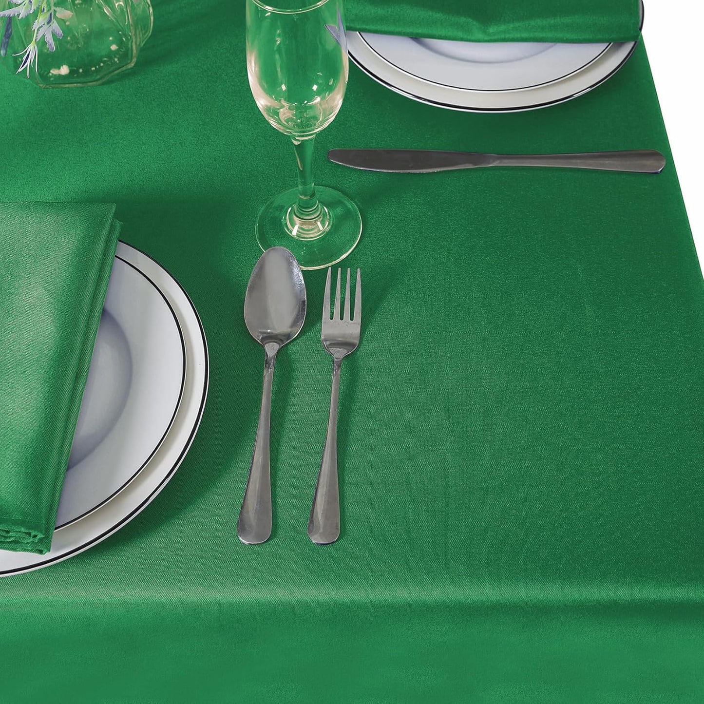 132 inch Round Tablecloth Washable Polyester Table Cloth Decorative Table Cover for Wedding Party Dining Banquet（132 inch,Emerald）