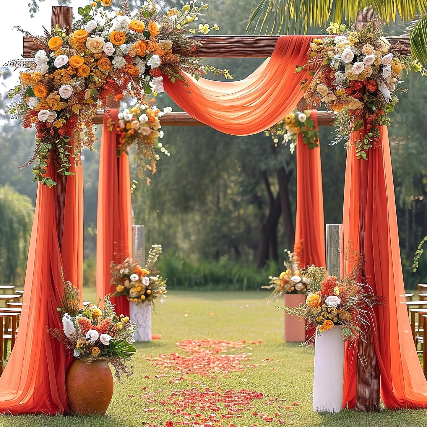 Arch Drapes for Wedding Arch Draping Fabric Terracotta Sheer Backdrop Curtain for Ceremony Bridal Party Decor 6 Yards 19Ft Length x 28" Width 1 Panel