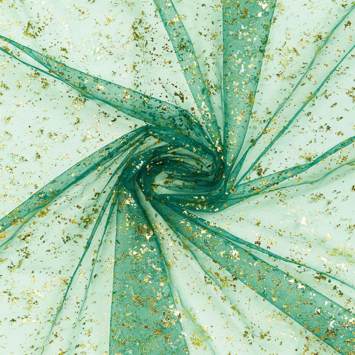 Artoid Mode 6PCS Green Gold Gauze Table Runner 120 Inch 10FT, Glitter Metallic Foil Sheer Dining Wedding Anniversary Holiday Table Decor for Home Party