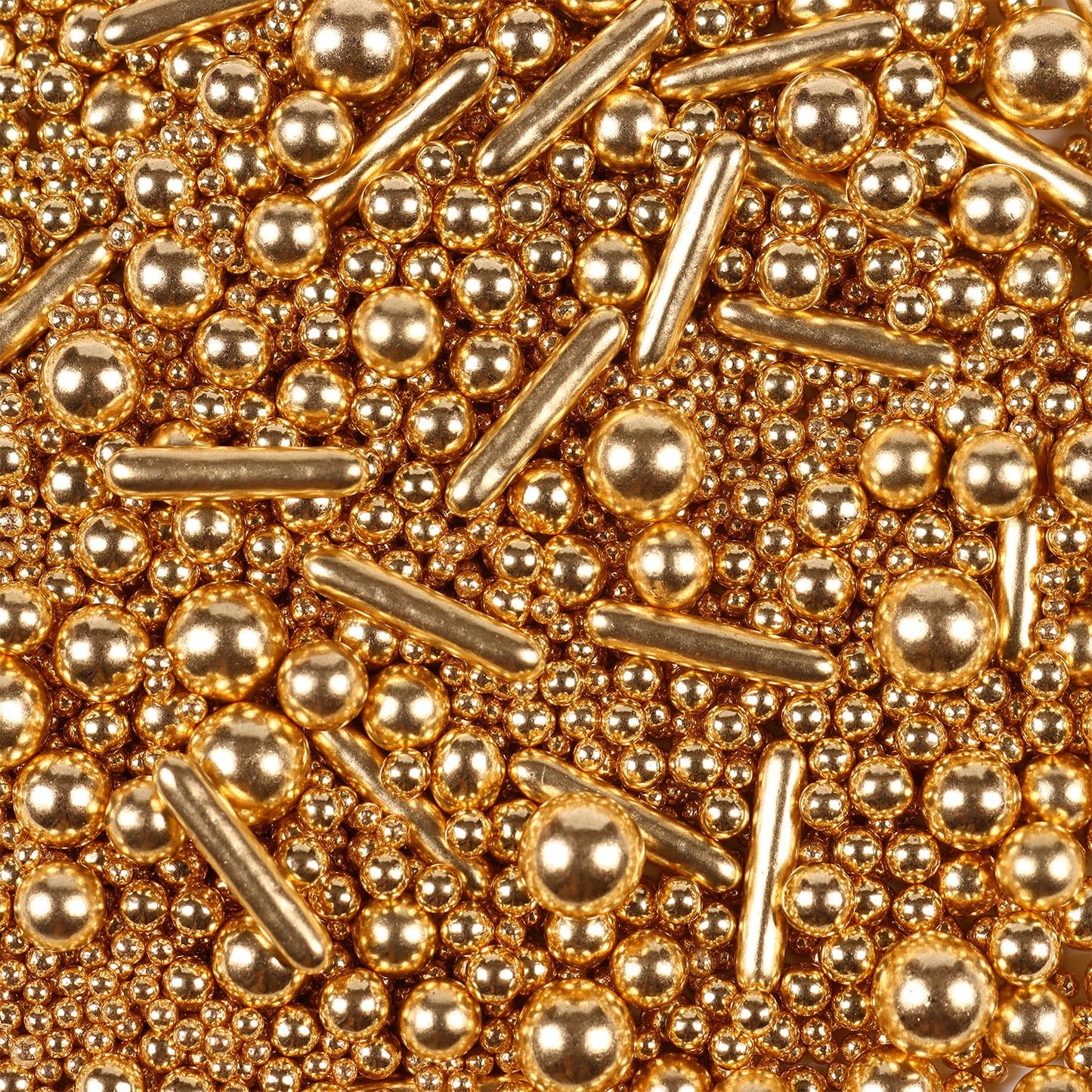Gold Pearl Sprinkles for Cake Decorating, Pearl Metallic Rod Mix, 4.23 oz Gold Sprinkles for Cupcakes, Ice Cream, Cookies, Baby Showers, Celebrations, Weddings, Valentines, and Easter. (120g)