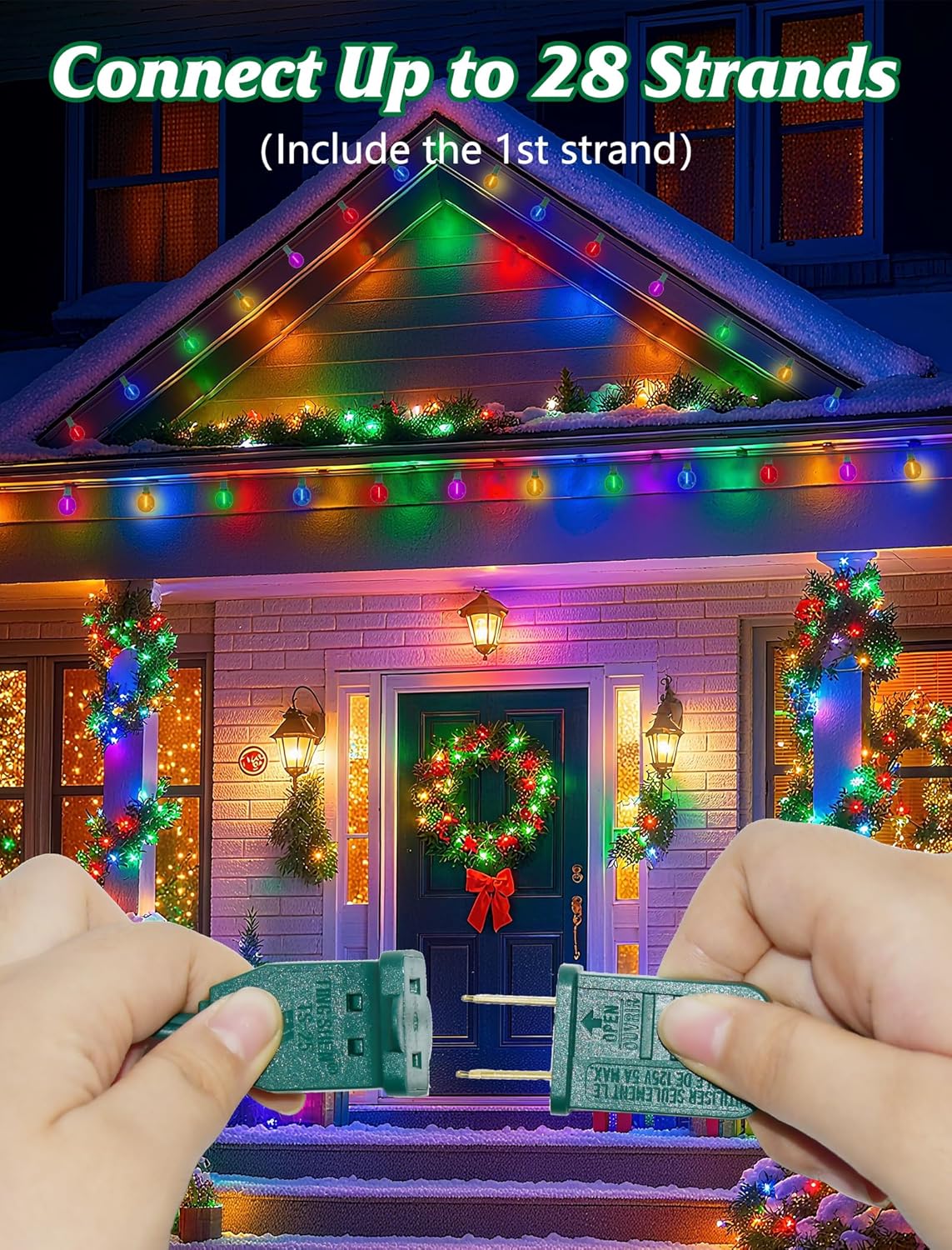 SUNSGNE 25FT LED Globe Christmas Lights with 25 Shatterproof G40 LED Clear Multicolor Round Bulbs, Waterproof Colorful Christmas String Lights for Patio Backyard Porch Balcony Gazebo Party Decor