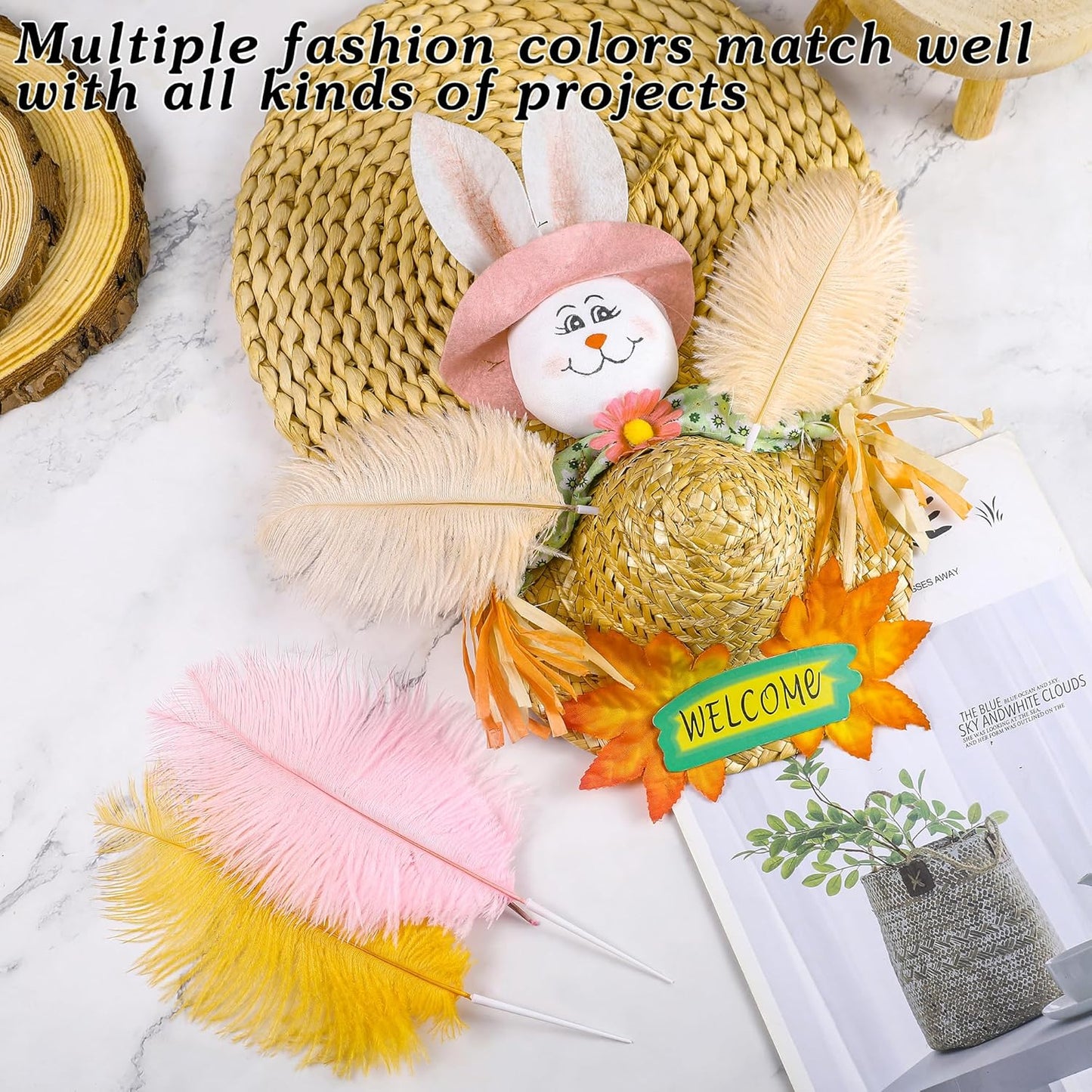 SOGUGOM Champagne Craft Ostrich Feathers - 30PCS 6-8 inch Small Ostrich Feathers Kit for Centerpieces, Kindergarten Crafts, Dream Catchers and DIY Projects(Champagne)