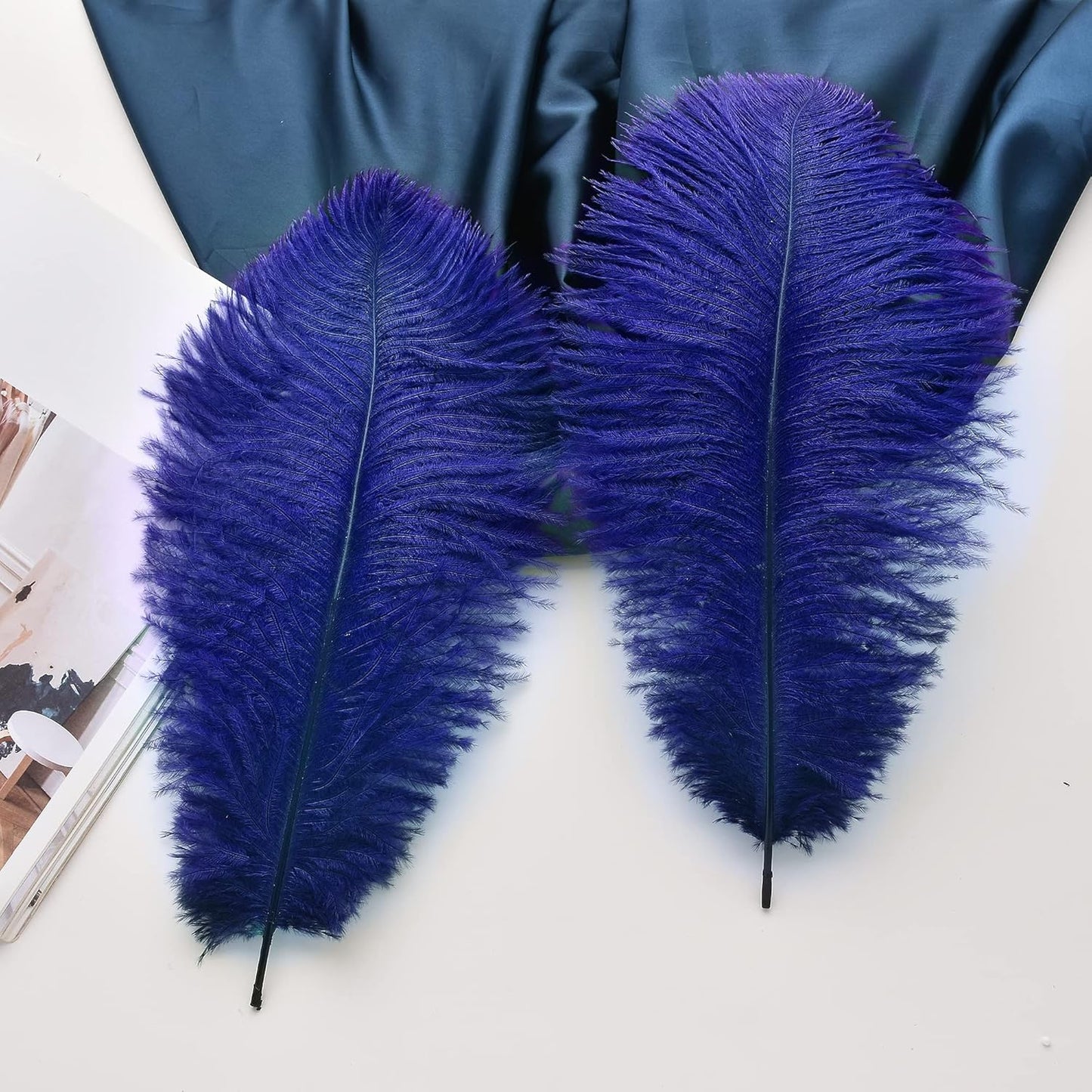 Ballinger Royal Blue Ostrich Feathers - 24Pcs 8-10inch Craft Feathers for Party Centerpieces, Flower Arrangement and Home Decor