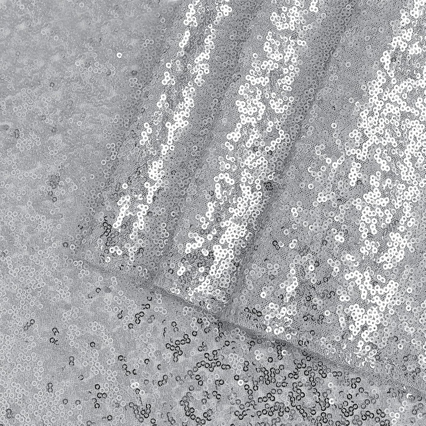 Square Silver Sequin Tablecloth- 50x50 inch, Seamless Sparkle and Glitter Party Table Cloth, Shiny for Wedding Birthday Ceremony Prom Table Decorations