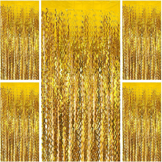 Gold Backdrop Birthday Decorations Foil Curtain Backdrop Gold Streamers Dance Party Decorations Photo Booth Props for Bachelorette Decorations Christmas Halloween New Years Eve Party Supplies