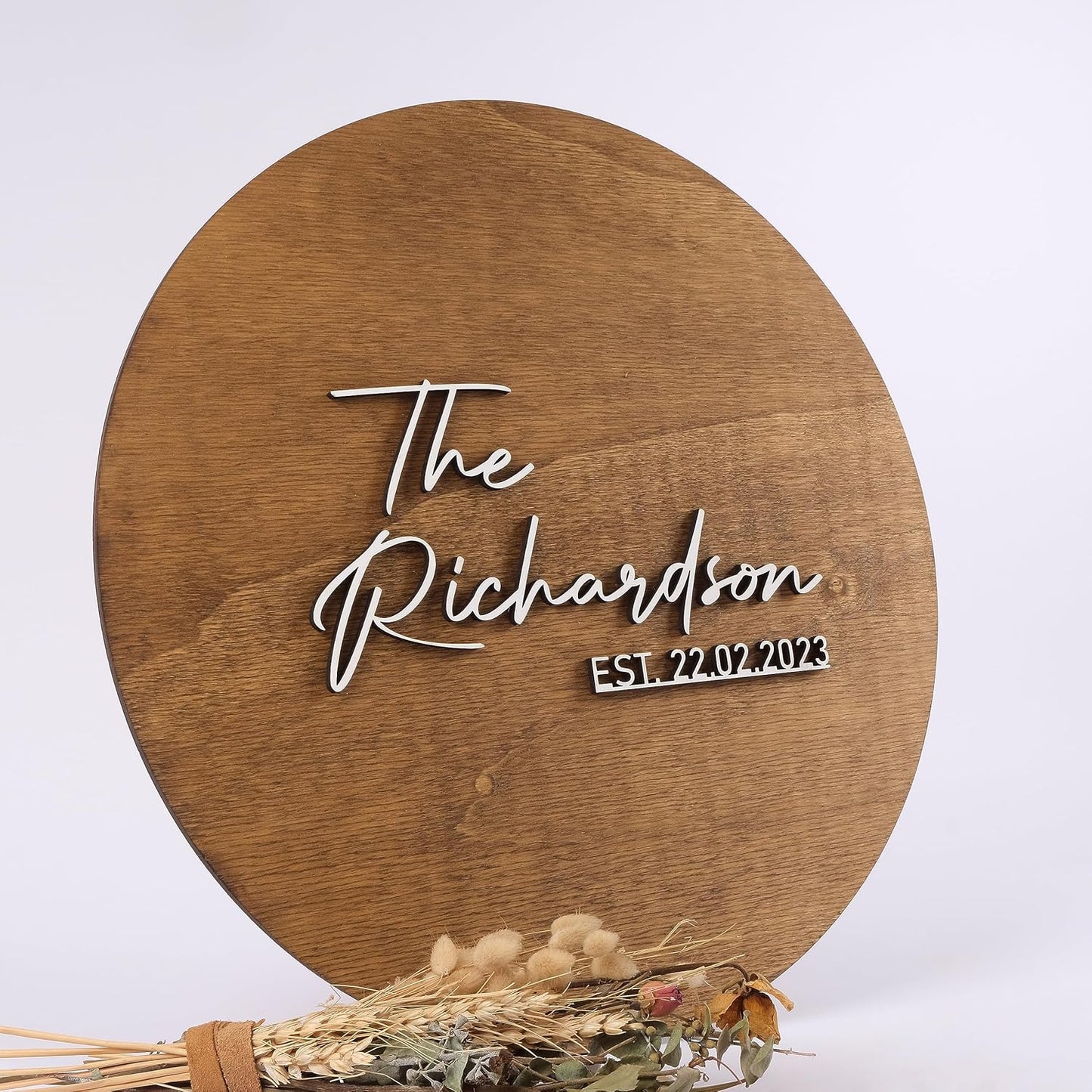 Wedding Guestbook Sign for Couple - Personalized Wooden Guest Book Alternative, Custom Round Rustic Wedding Decoration with Names & Date