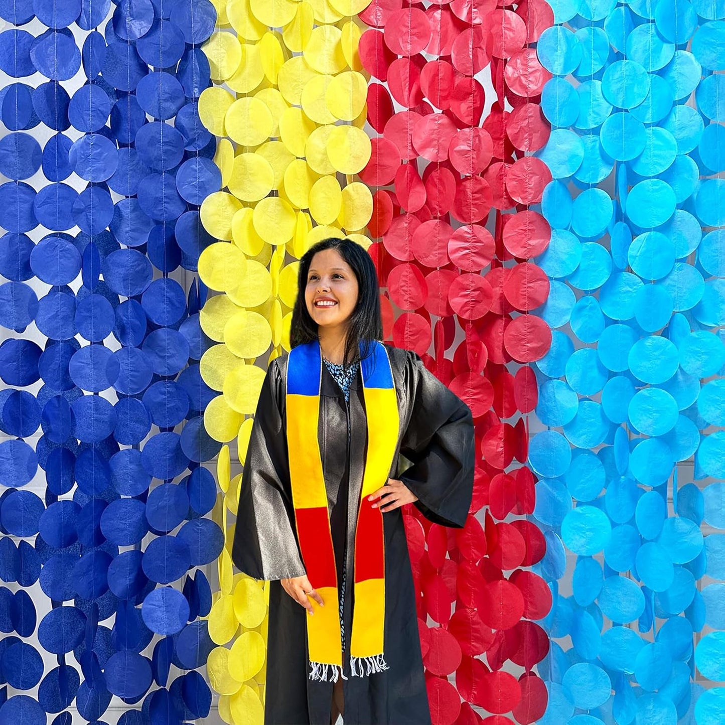 205Ft Red Blue Yellow Party Decorations Big Polka Dot Tissue Paper Backdrop Streamer Colorful Circle Dots Hanging Garland for Carnival Circus Clown Fiesta Festivals Birthday Baby Shower Party Supplies