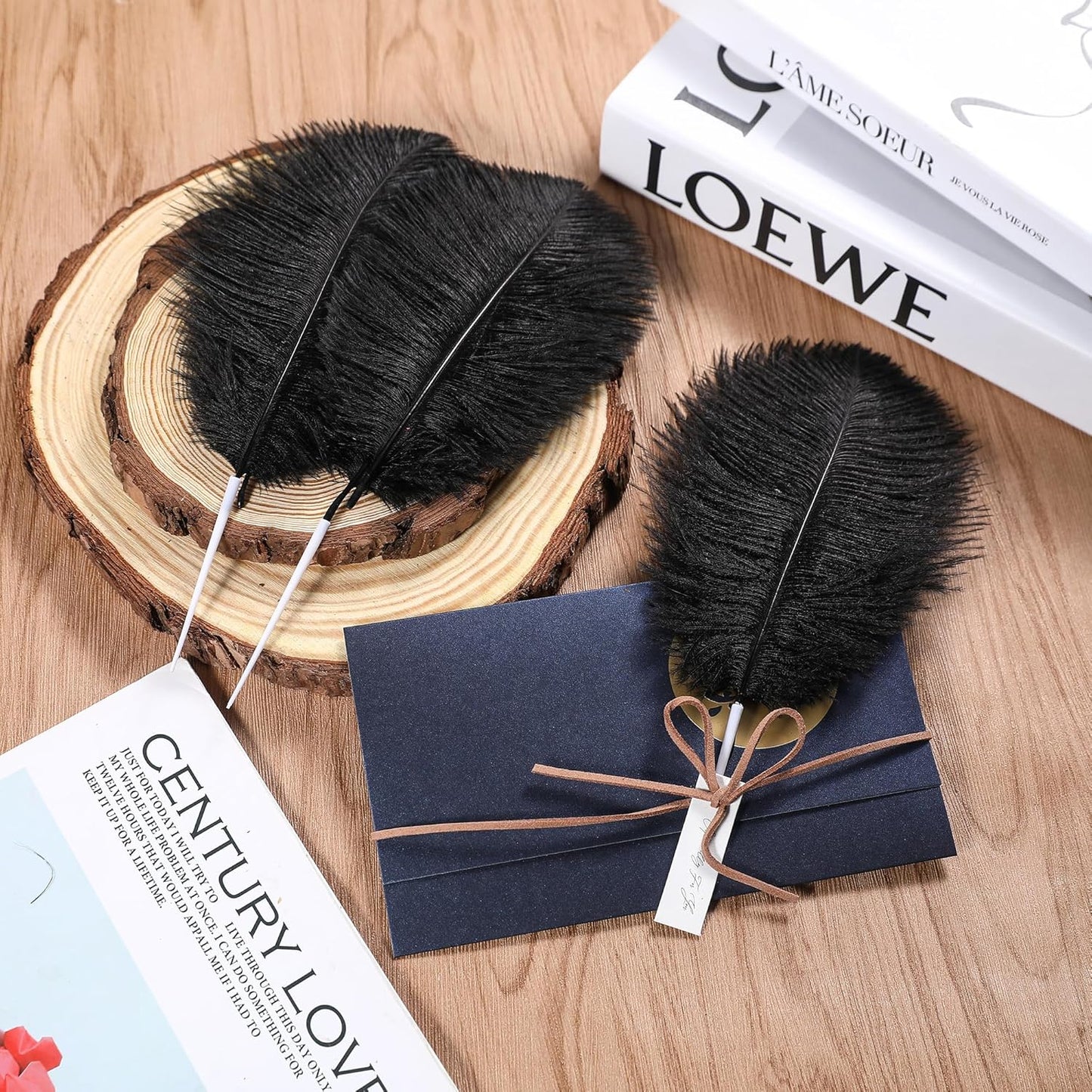 SOGUGOM Black Craft Ostrich Feathers - 30PCS 6-8 inch Ostrich Feathers Kit for Centerpieces, Kindergarten Crafts, Dream Catchers and DIY Projects(Black)