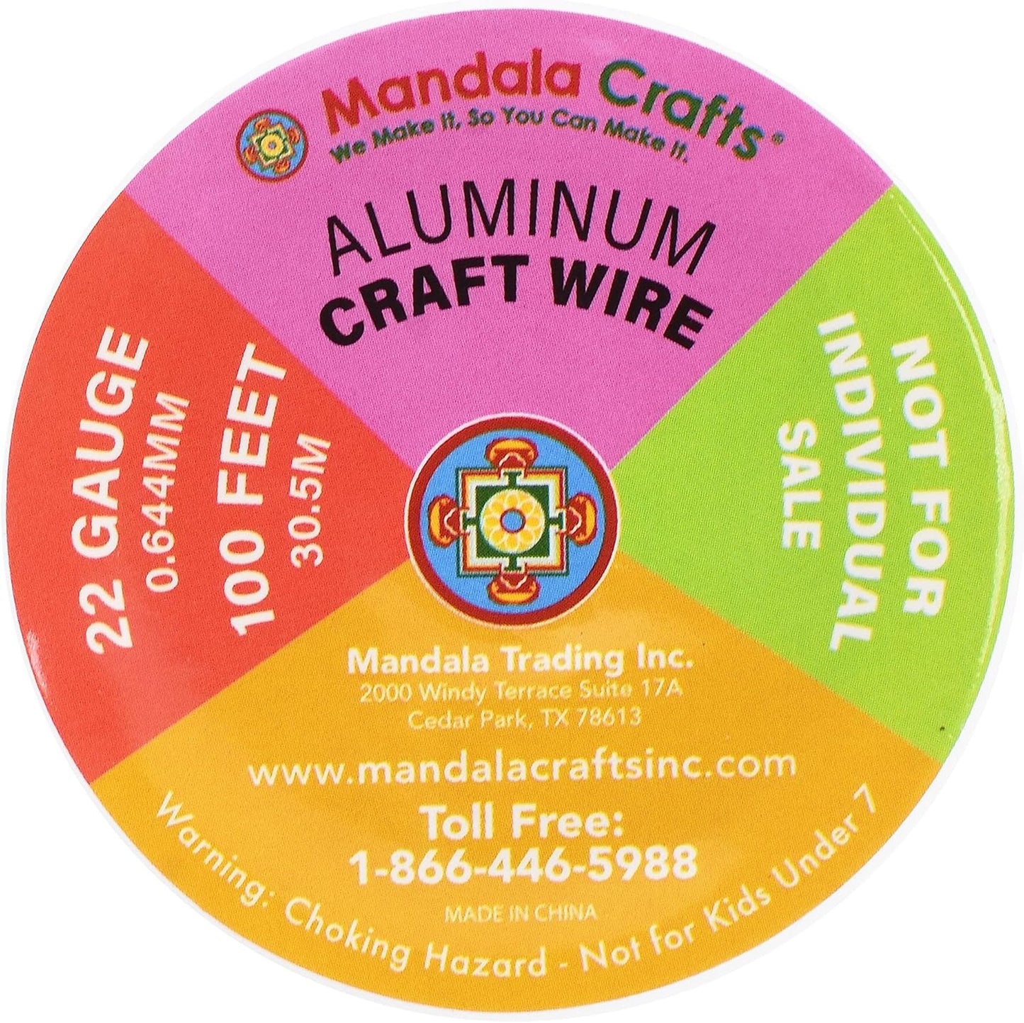 Mandala Crafts 22 Gauge Anodized Aluminum Craft Wire for Jewelry Making - 400 FT Colored Flexible Pastel Wire - Bendable for Bonsai Armature Crafting Sculpting