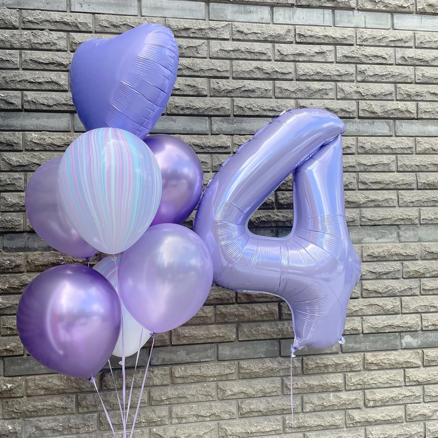40 Inch Lilac Large Number 4 Birthday Balloon, Giant Number Four 14 24 34 40 44 Balloons, Lavender Foil Mylar Big Balloons for Anniversary Graduation Supplies Decorations